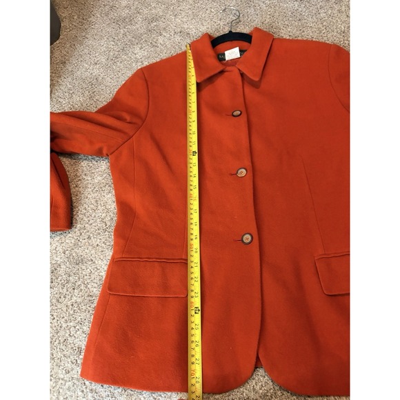 Vintage Harve Benard Wool Cashmere Button Front Coat Burnt Orange Size 16 Classy - Picture 5 of 6